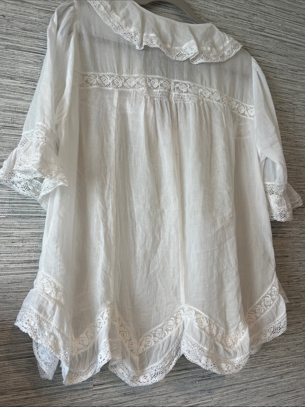 Free People White Sheer Lace Ruffled Blouse - Picture 4 of 5